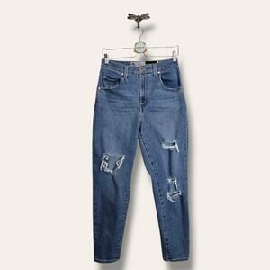 Levi's 28×27 Silver Tab High Rise Mom Jean – Stretch Distressed